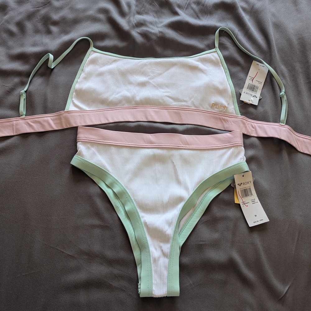 Roxy White and Green Bikini Set